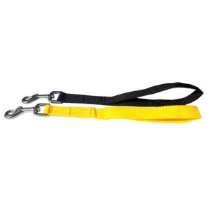 Einfach gehaltene Schlaufengriffe für elastische Hundeleinen. Ein ultra-leicht Design in gelber (Gulahund) und schwarzer Ausführung.